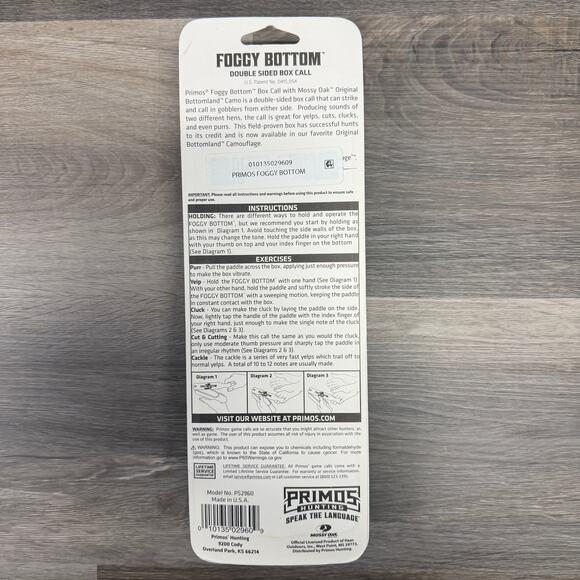 Primos PS2960 Foggy Bottom Box Call Turkey Hen Sounds Attracts Turkeys Mossy Oak - Picture 2 of 2